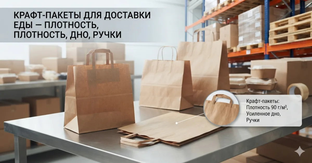 Крафт-пакеты для доставки еды — плотность, дно, ручки