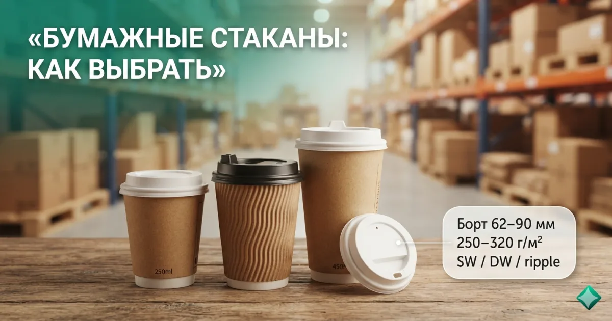 Бумажные стаканы: объём, диаметр борта, слои и крышки
