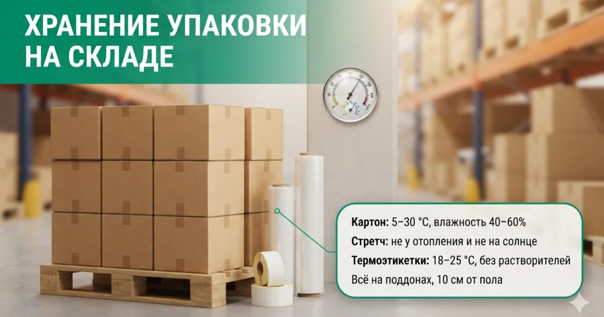 Хранение упаковки на складе: условия по материалам