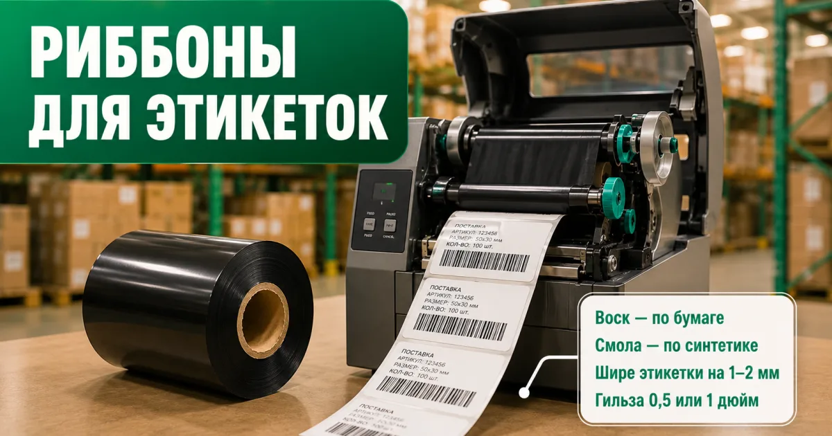 Риббоны для термотрансферной печати: wax, wax/resin, resin