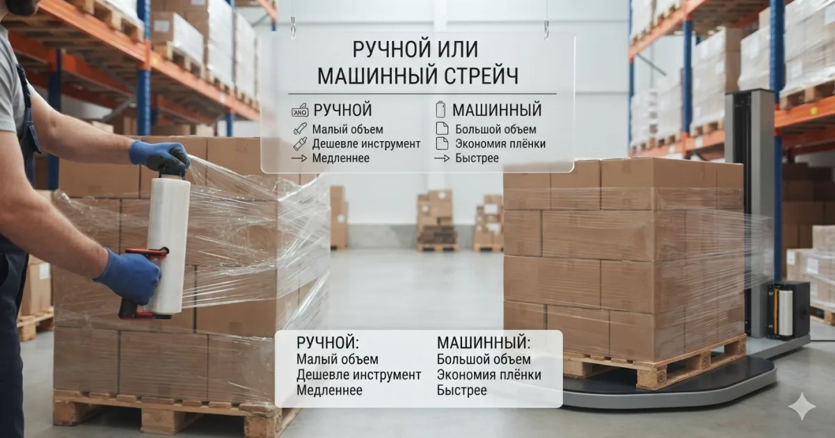 Ручной или машинный стрейч — что выгоднее для склада